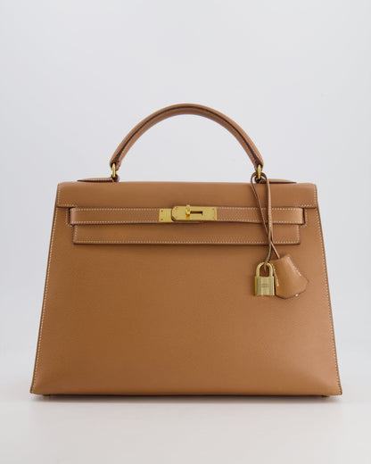 Hermès Vintage Kelly 32cm Bag in Naturel Courchevel Leather with Gold Hardware