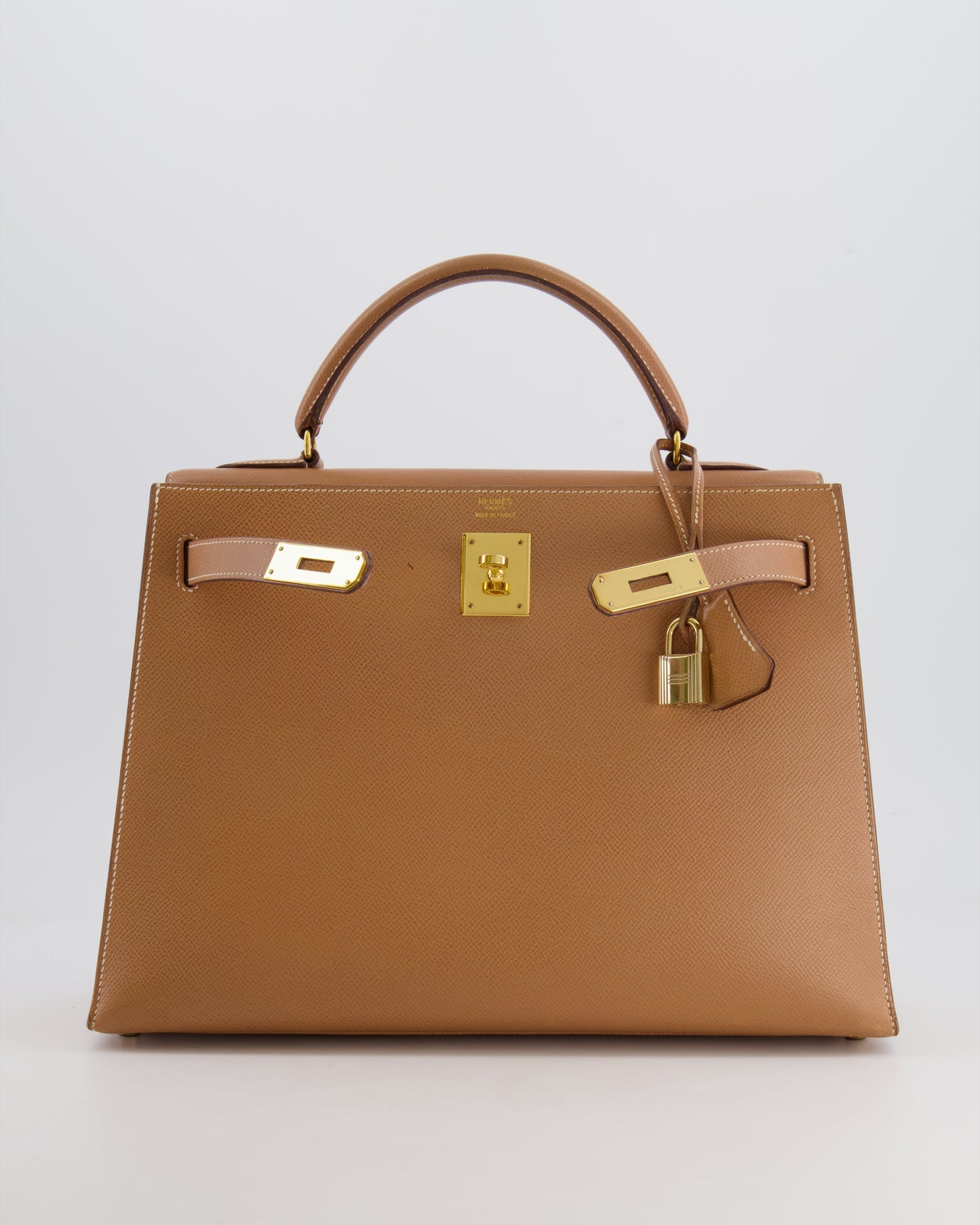 Hermès Vintage Kelly 32cm Bag in Naturel Courchevel Leather with Gold Hardware