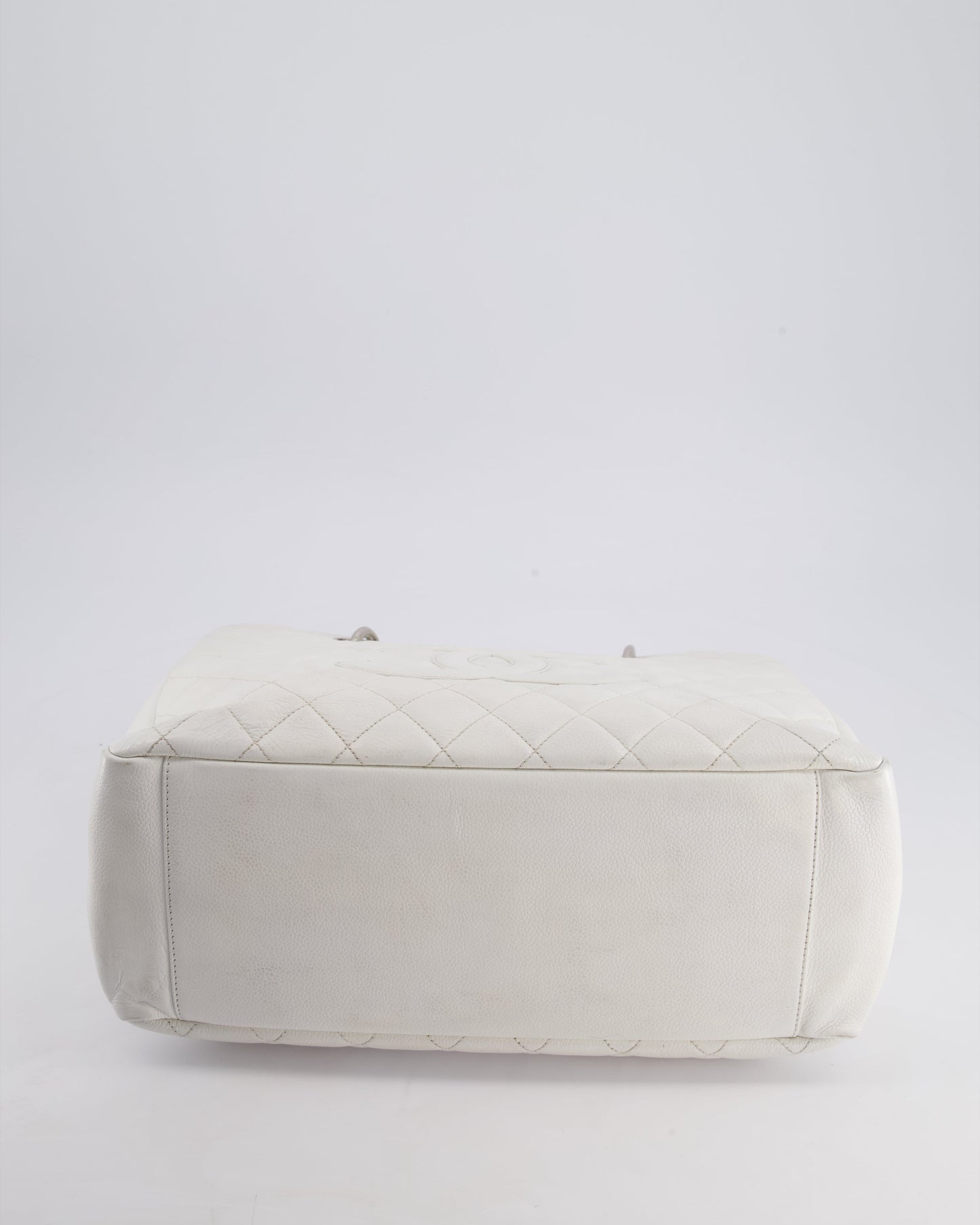 Chanel White GST Tote Bag in Caviar Leather with Silver Hardware