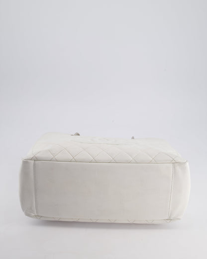 Chanel White GST Tote Bag in Caviar Leather with Silver Hardware