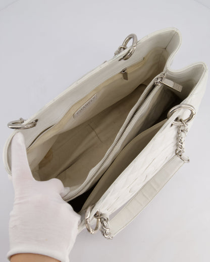Chanel White GST Tote Bag in Caviar Leather with Silver Hardware
