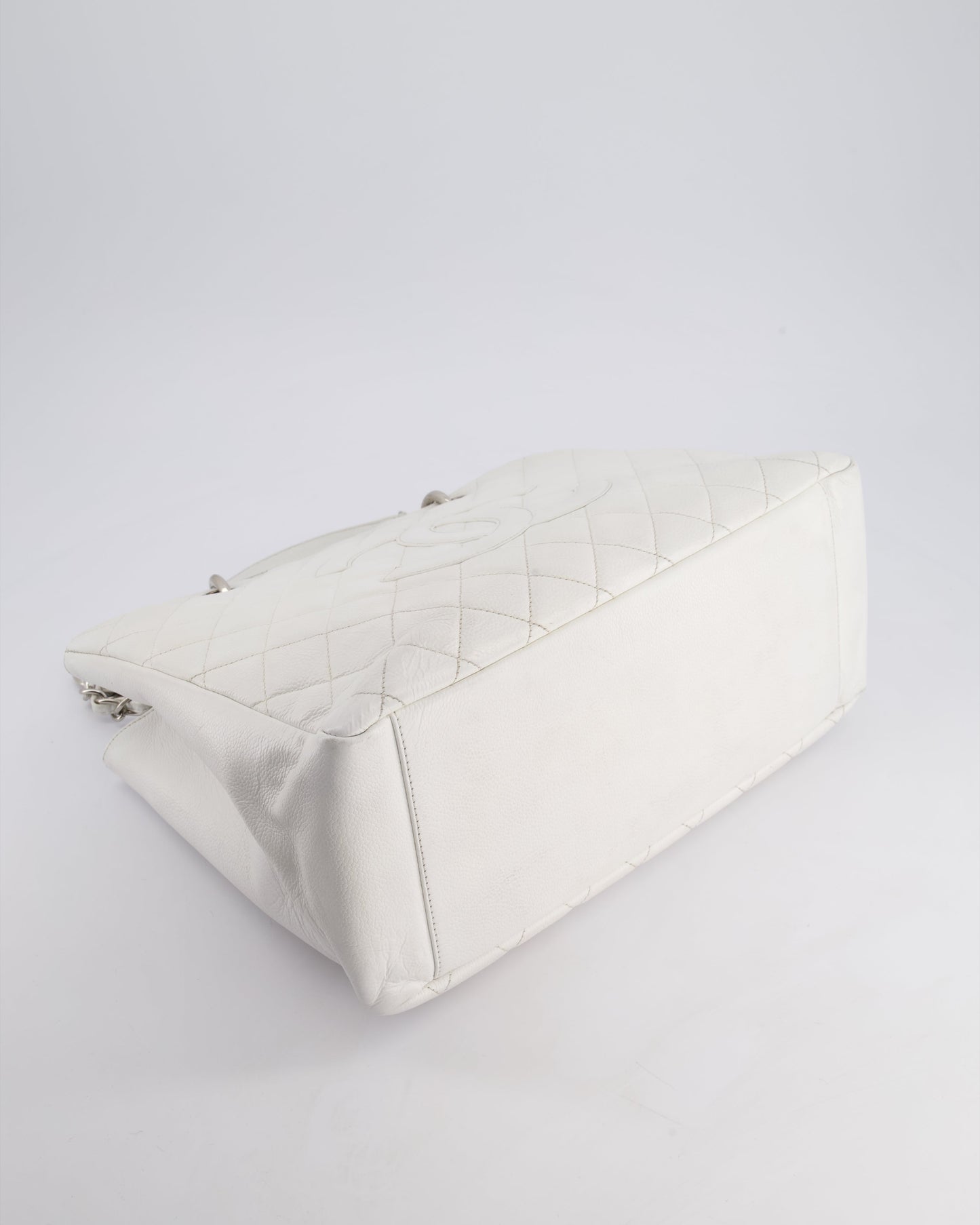 Chanel White GST Tote Bag in Caviar Leather with Silver Hardware