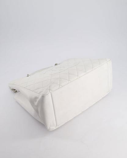 Chanel White GST Tote Bag in Caviar Leather with Silver Hardware