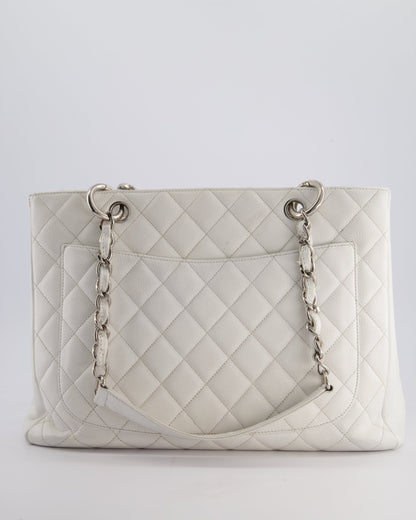 Chanel White GST Tote Bag in Caviar Leather with Silver Hardware