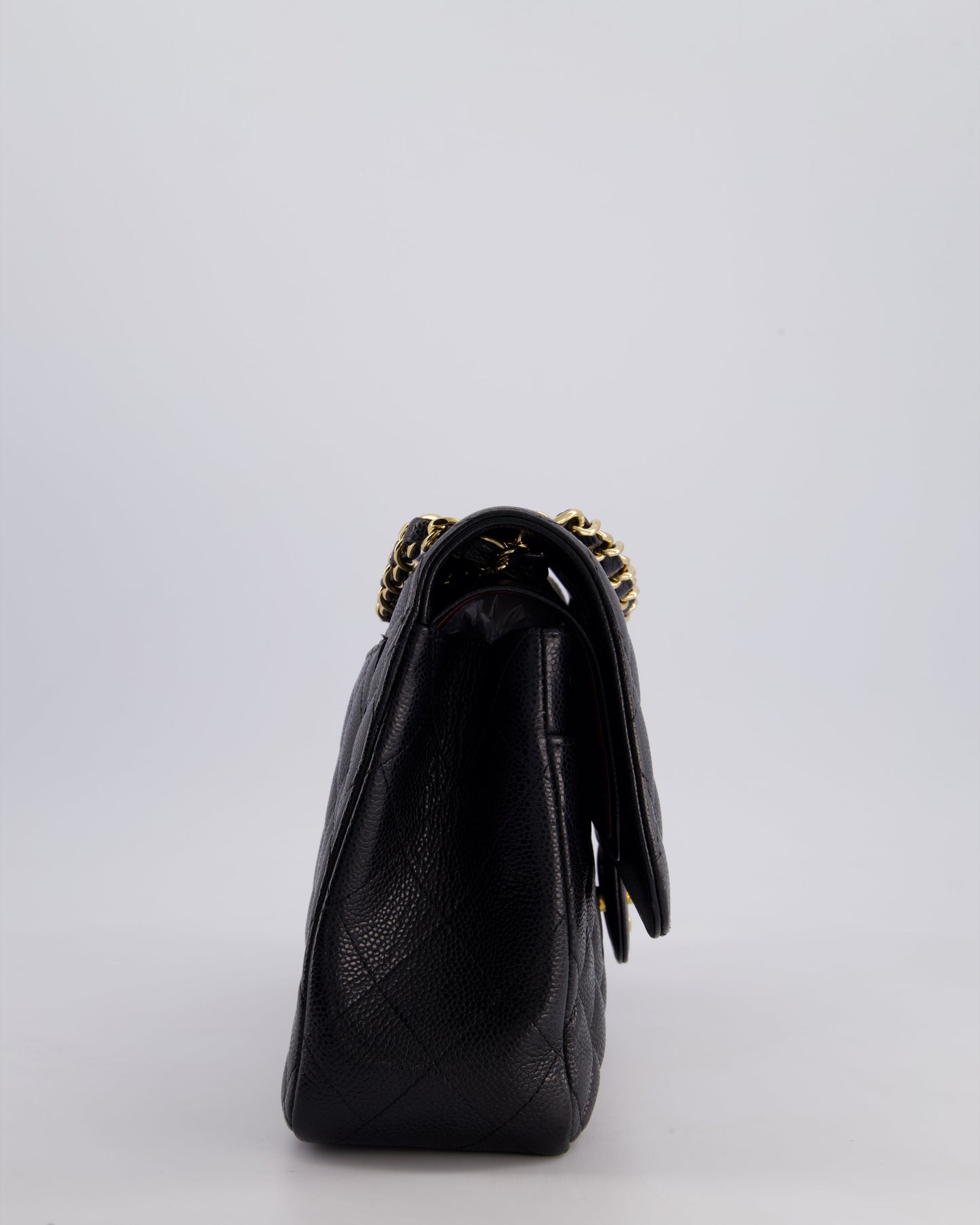 Chanel Black Jumbo Classic Double Flap Bag in Caviar Leather with Gold Hardware