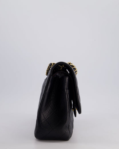 Chanel Black Jumbo Classic Double Flap Bag in Caviar Leather with Gold Hardware