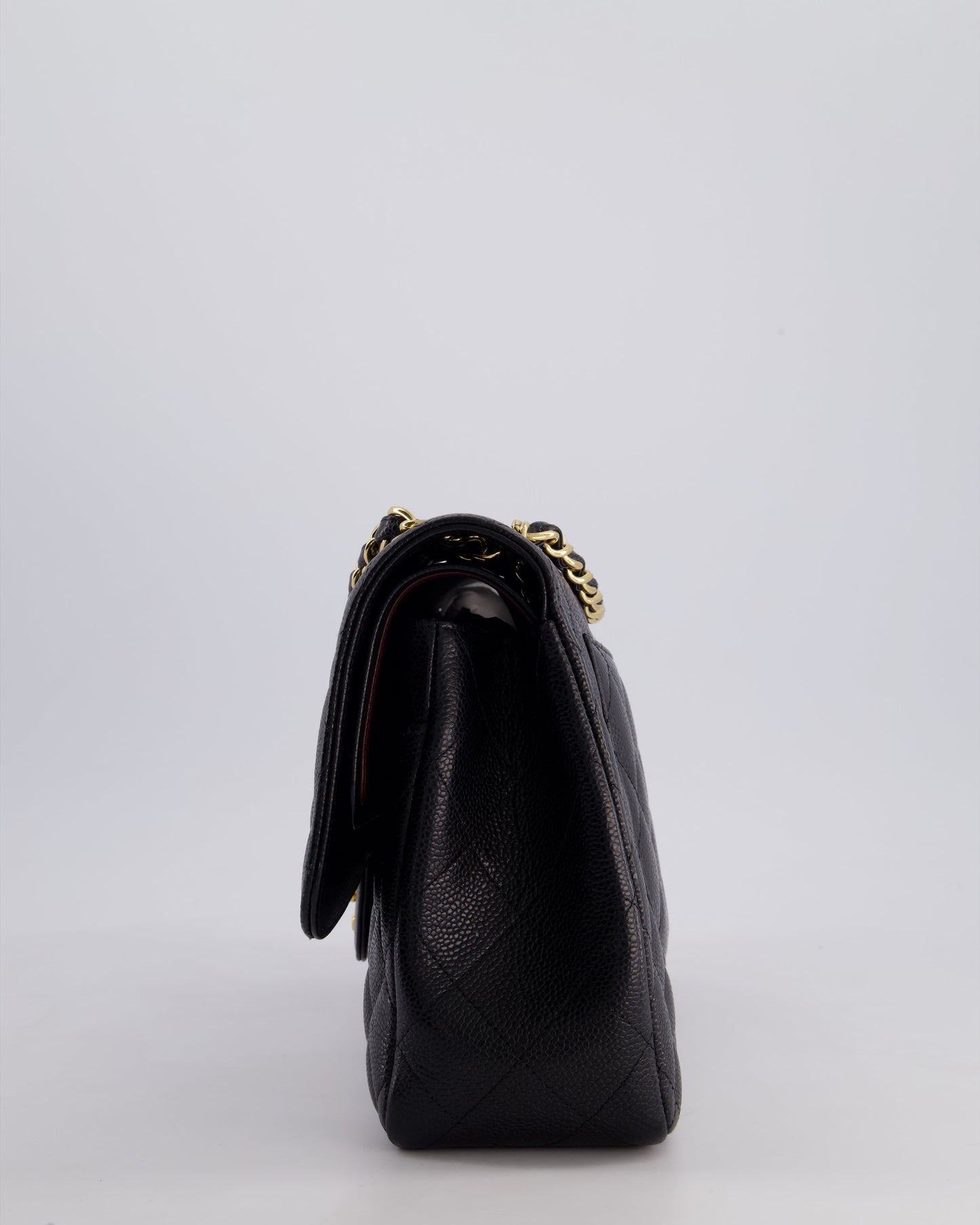 Chanel Black Jumbo Classic Double Flap Bag in Caviar Leather with Gold Hardware