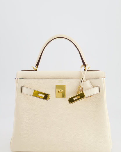 Hermès Kelly 28cm Retourne Bag in Nata Clemence Leather with Gold Hardware