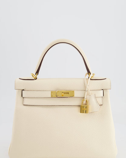 Hermès Kelly 28cm Retourne Bag in Nata Clemence Leather with Gold Hardware