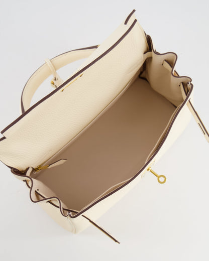 Hermès Kelly 28cm Retourne Bag in Nata Clemence Leather with Gold Hardware