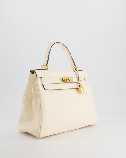 Hermès Kelly 28cm Retourne Bag in Nata Clemence Leather with Gold Hardware
