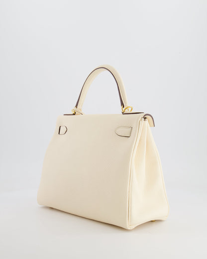 Hermès Kelly 28cm Retourne Bag in Nata Clemence Leather with Gold Hardware