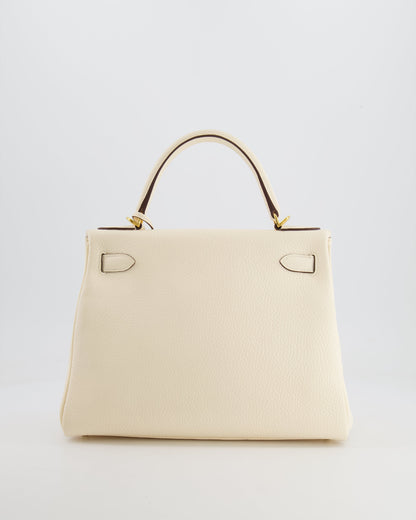 Hermès Kelly 28cm Retourne Bag in Nata Clemence Leather with Gold Hardware