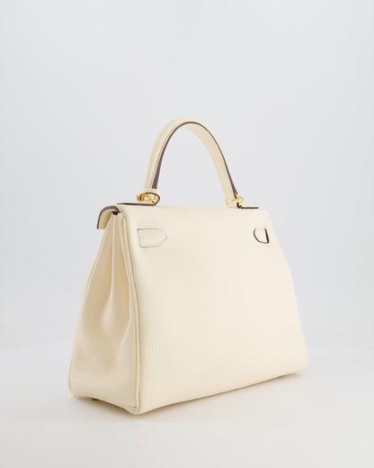 Hermès Kelly 28cm Retourne Bag in Nata Clemence Leather with Gold Hardware