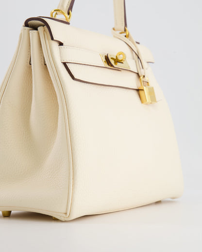 Hermès Kelly 28cm Retourne Bag in Nata Clemence Leather with Gold Hardware