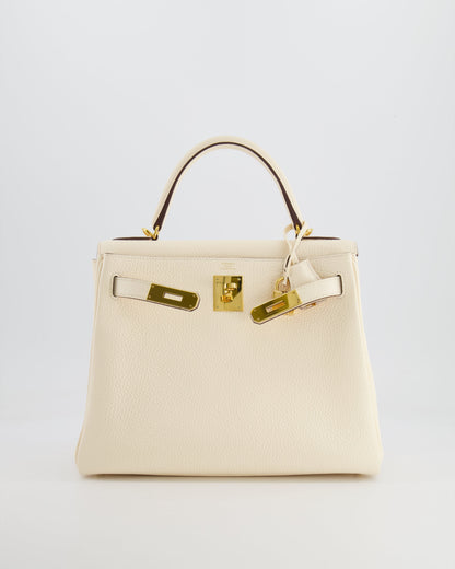 Hermès Kelly 28cm Retourne Bag in Nata Clemence Leather with Gold Hardware