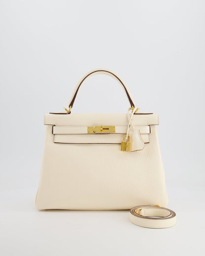 Hermès Kelly 28cm Retourne Bag in Nata Clemence Leather with Gold Hardware