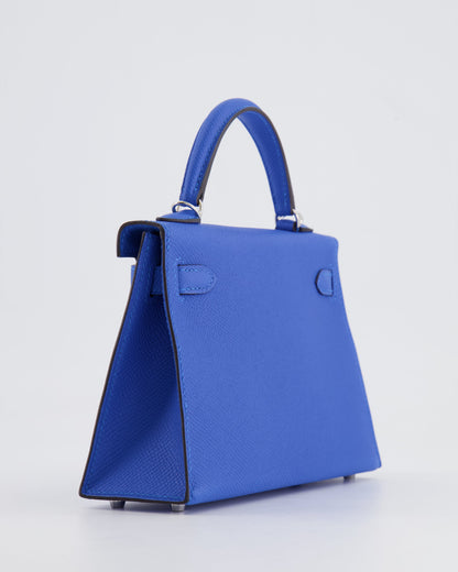 Hermès Mini Kelly II 20cm Bag in Bleu Hydra Epsom Leather with Electrum Hardware