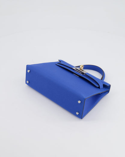 Hermès Mini Kelly II 20cm Bag in Bleu Hydra Epsom Leather with Electrum Hardware