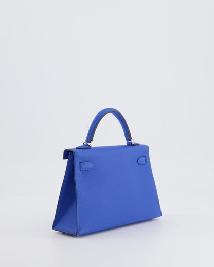 Hermès Mini Kelly II 20cm Bag in Bleu Hydra Epsom Leather with Electrum Hardware