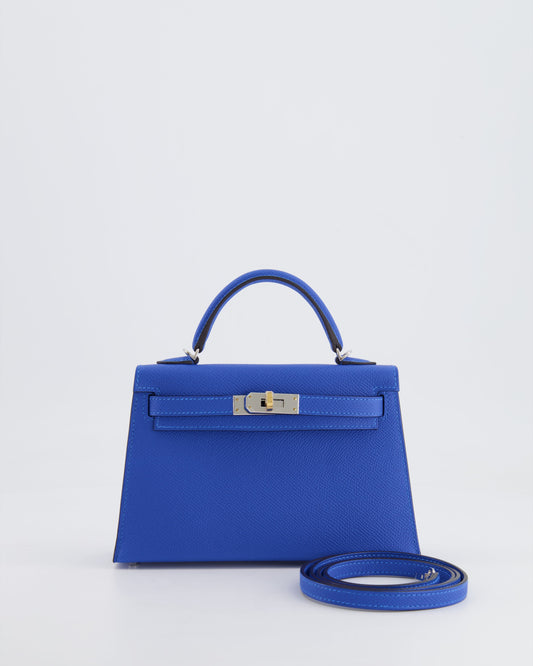 Hermès Mini Kelly II 20cm Bag in Bleu Hydra Epsom Leather with Electrum Hardware