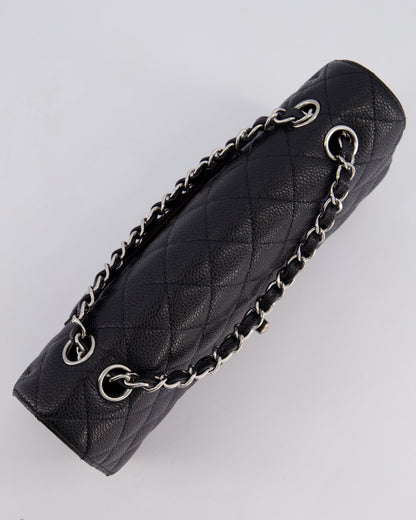 Chanel Medium Black Classic Double Flap Bag in Caviar Leather with Silver Hardware