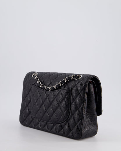 Chanel Medium Black Classic Double Flap Bag in Caviar Leather with Silver Hardware