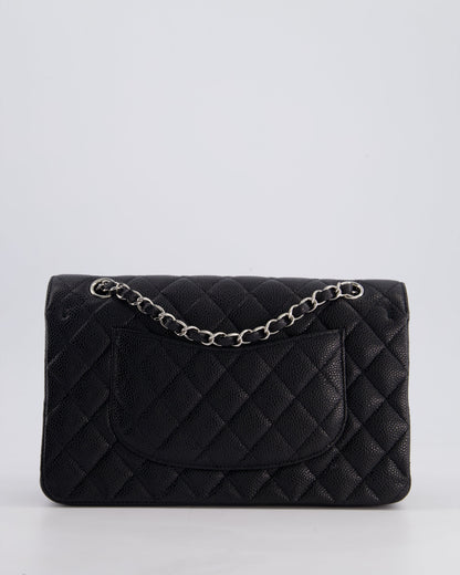 Chanel Medium Black Classic Double Flap Bag in Caviar Leather with Silver Hardware