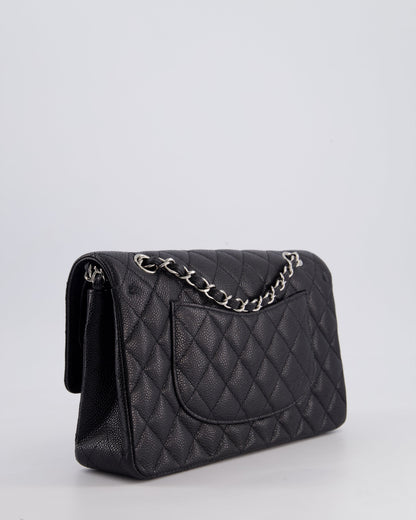 Chanel Medium Black Classic Double Flap Bag in Caviar Leather with Silver Hardware