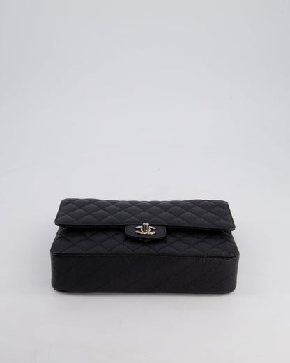Chanel Medium Black Classic Double Flap Bag in Caviar Leather with Silver Hardware
