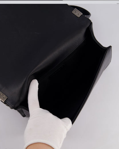 Chanel Black Medium Boy Bag in Lambskin Leather with Ruthenium Hardware