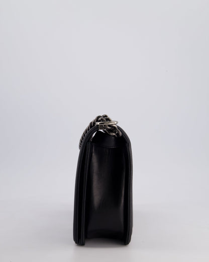 Chanel Black Medium Boy Bag in Lambskin Leather with Ruthenium Hardware