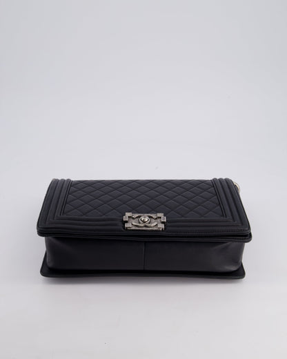 Chanel Black Medium Boy Bag in Lambskin Leather with Ruthenium Hardware