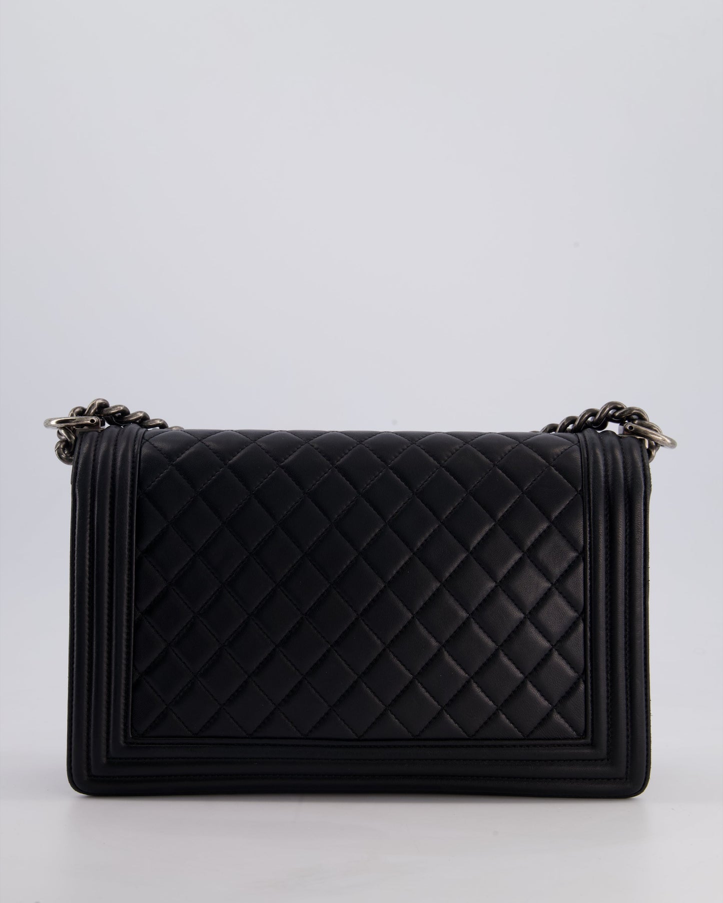 Chanel Black Medium Boy Bag in Lambskin Leather with Ruthenium Hardware