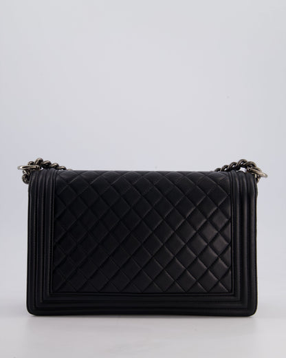 Chanel Black Medium Boy Bag in Lambskin Leather with Ruthenium Hardware
