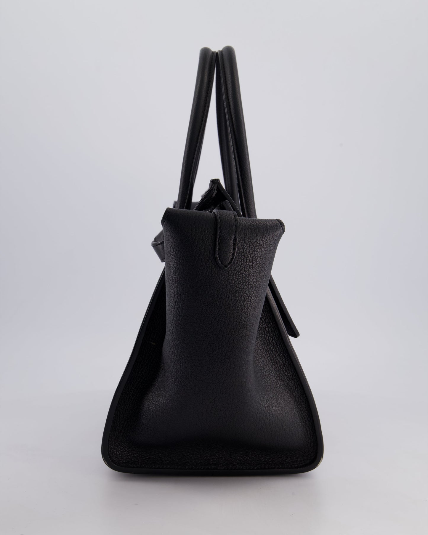 Celine Black Tie Knot Handbag in Grained Leather with Gold Hardware