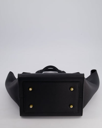 Celine Black Tie Knot Handbag in Grained Leather with Gold Hardware