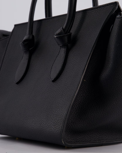 Celine Black Tie Knot Handbag in Grained Leather with Gold Hardware