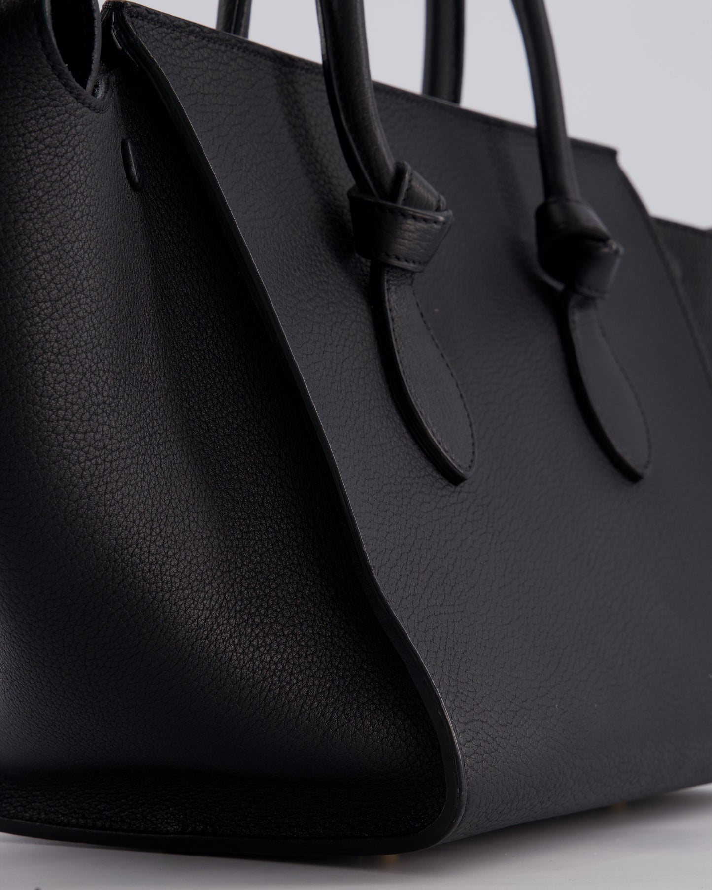 Celine Black Tie Knot Handbag in Grained Leather with Gold Hardware