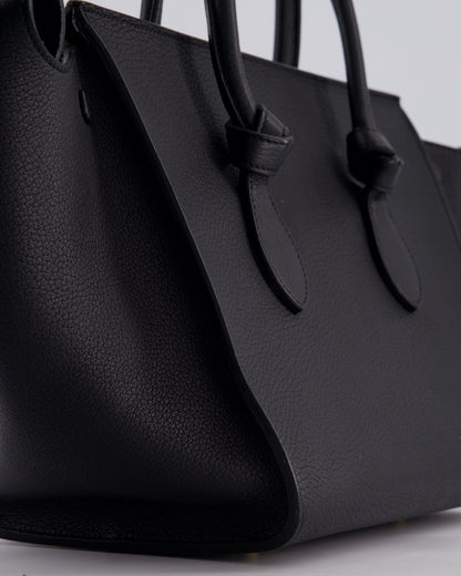 Celine Black Tie Knot Handbag in Grained Leather with Gold Hardware