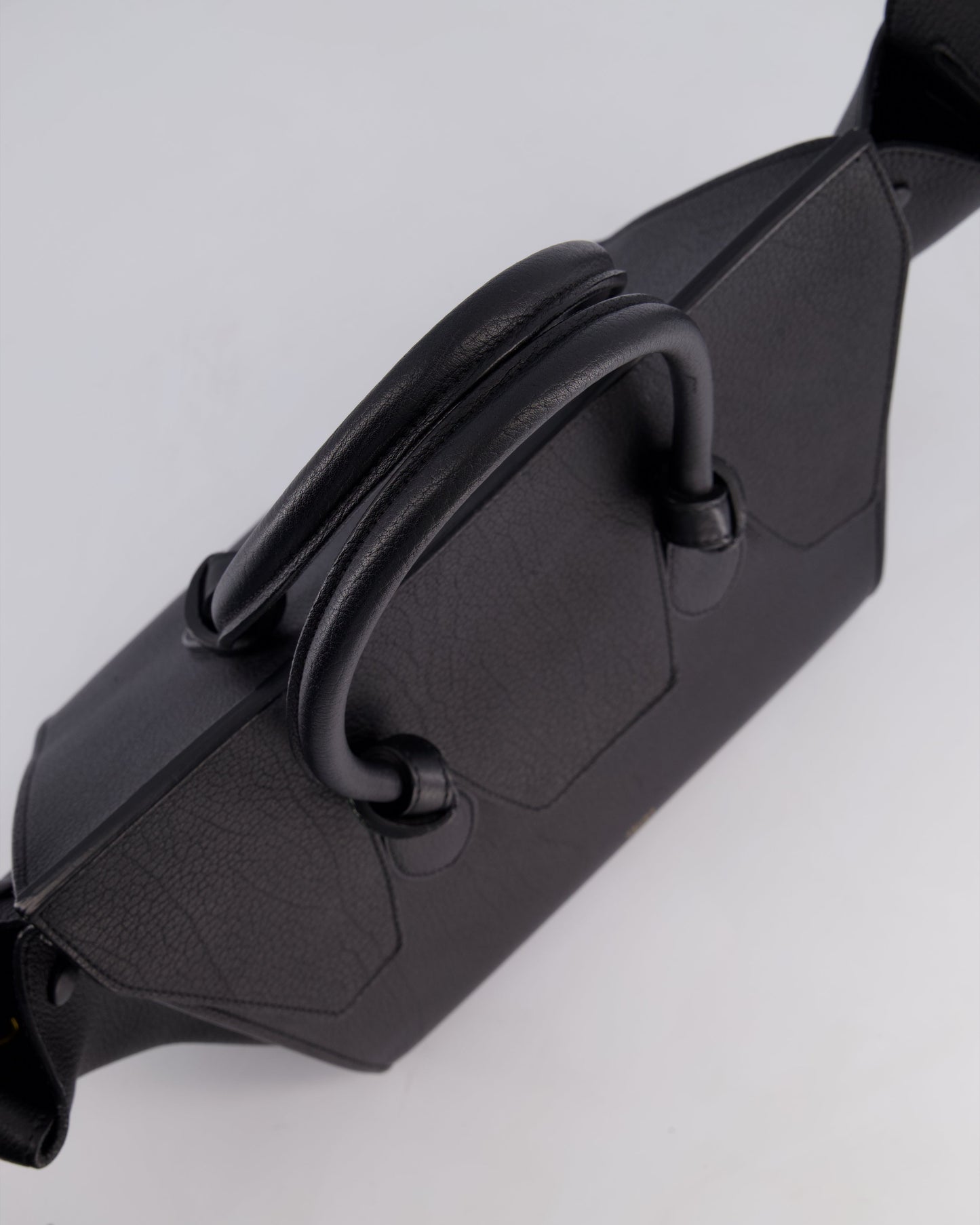 Celine Black Tie Knot Handbag in Grained Leather with Gold Hardware