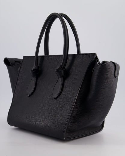 Celine Black Tie Knot Handbag in Grained Leather with Gold Hardware