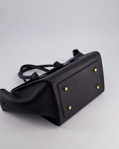 Celine Black Tie Knot Handbag in Grained Leather with Gold Hardware