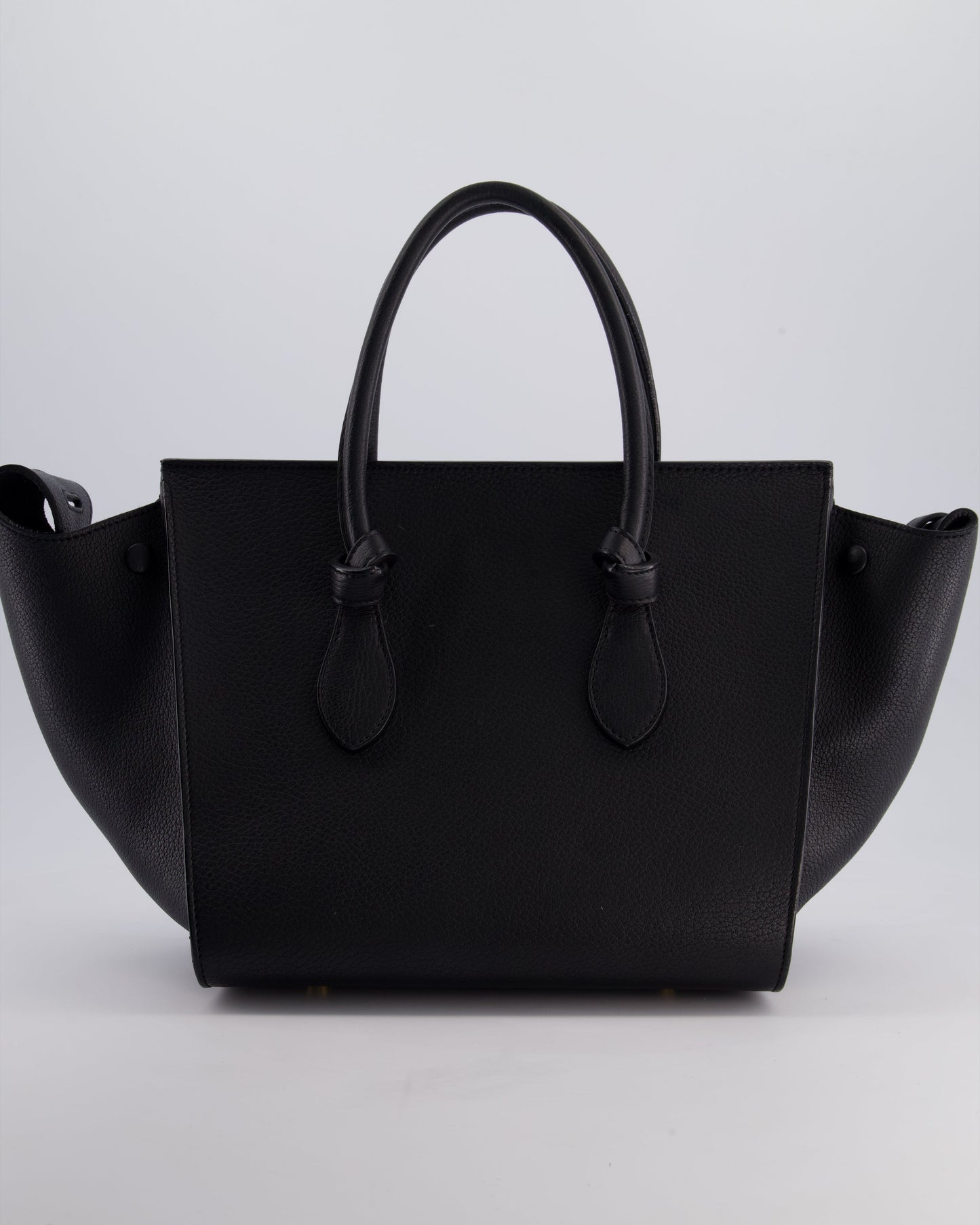 Celine Black Tie Knot Handbag in Grained Leather with Gold Hardware