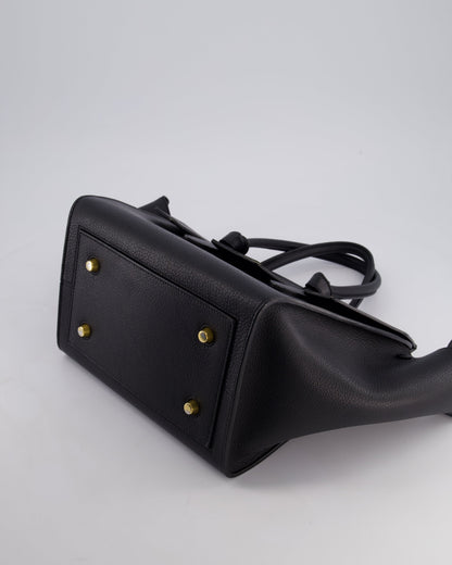 Celine Black Tie Knot Handbag in Grained Leather with Gold Hardware