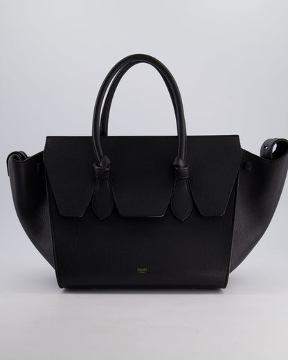 Celine Black Tie Knot Handbag in Grained Leather with Gold Hardware