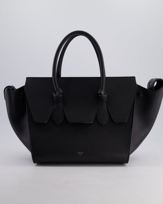 Celine Black Tie Knot Handbag in Grained Leather with Gold Hardware