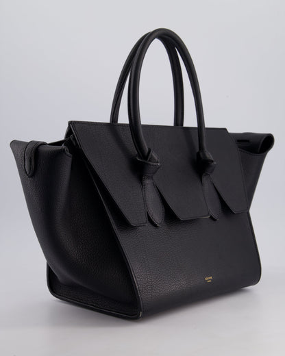 Celine Black Tie Knot Handbag in Grained Leather with Gold Hardware