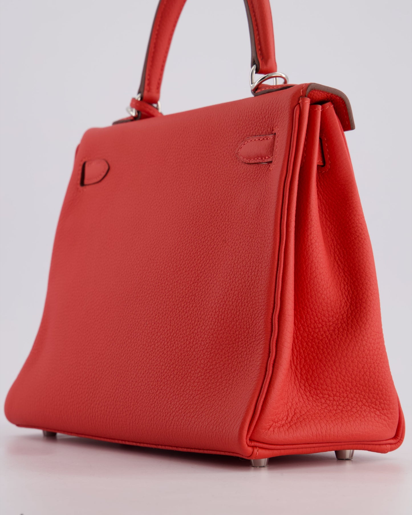 Hermès Kelly Bag 25cm Retourne in Rouge Vif Leather with Palladium Hardware