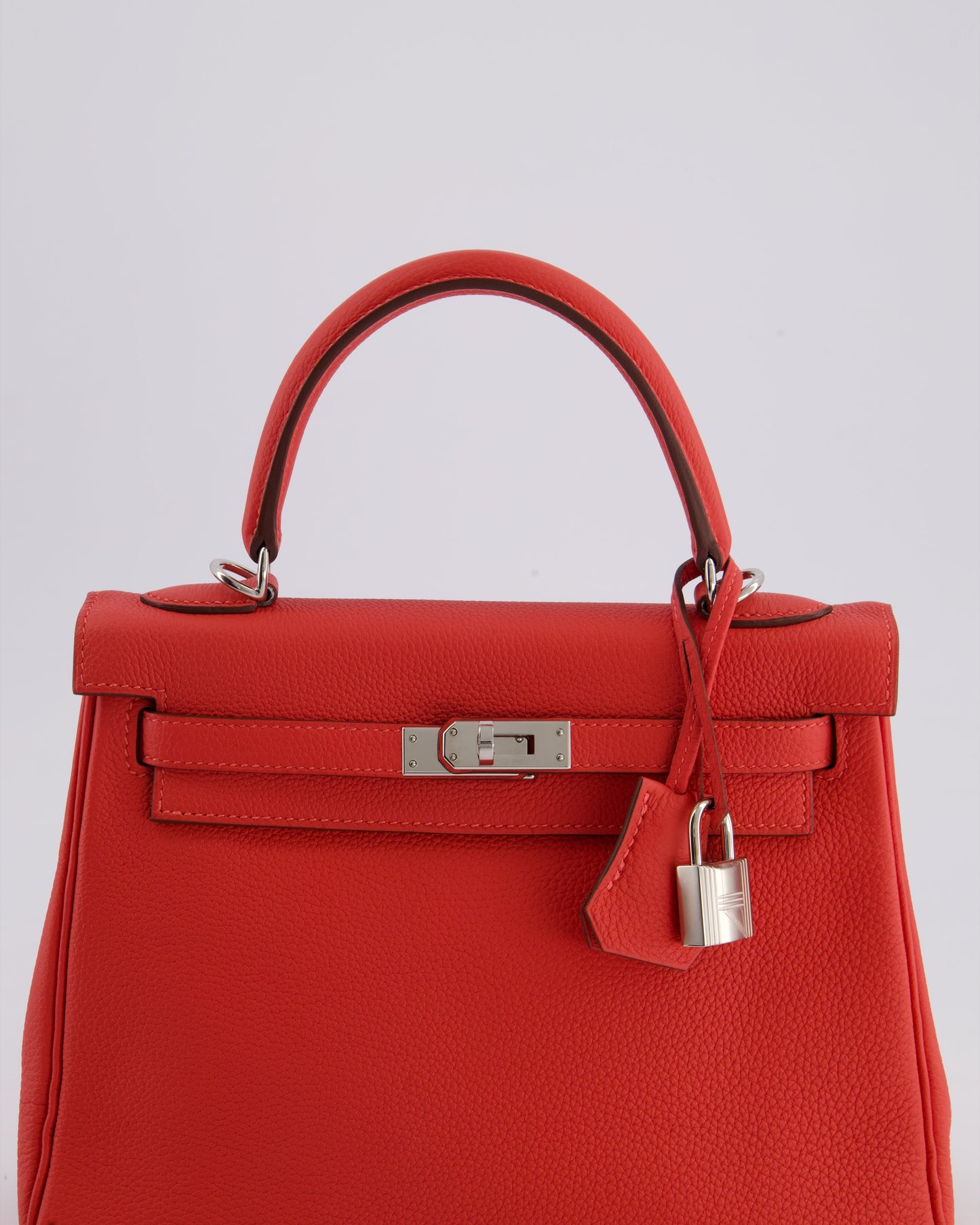 Hermès Kelly Bag 25cm Retourne in Rouge Vif Leather with Palladium Hardware